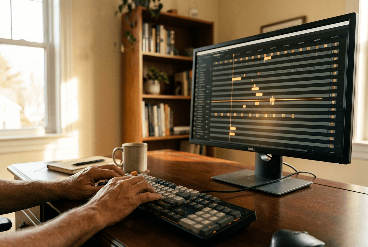 An orchestration board tracking several AI agents building in parallel