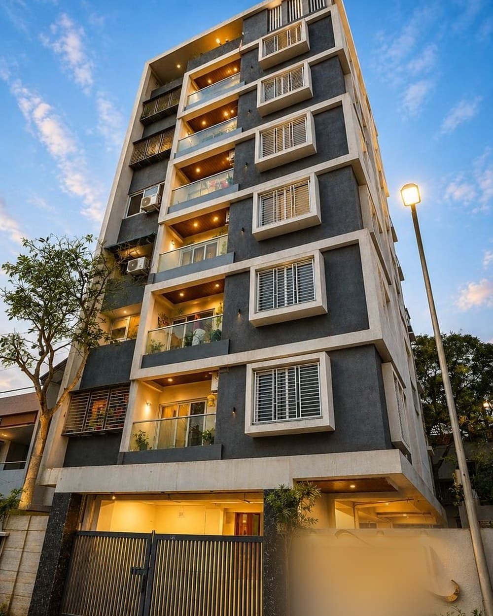 An enclave building — the same building, finished