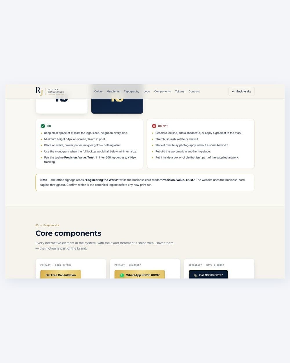 The brand applied to stationery and email components