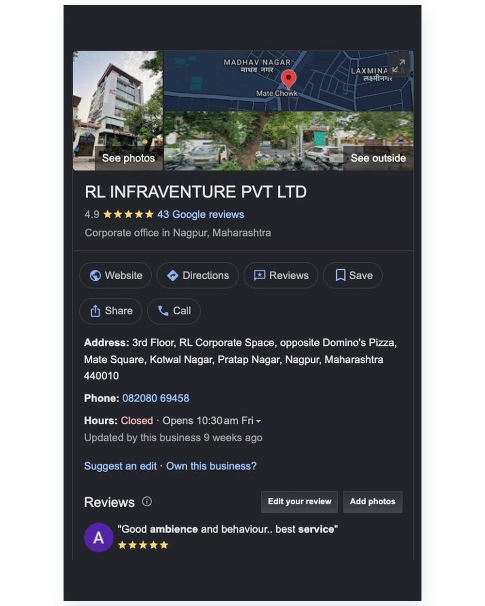 A Google Business Profile we set up