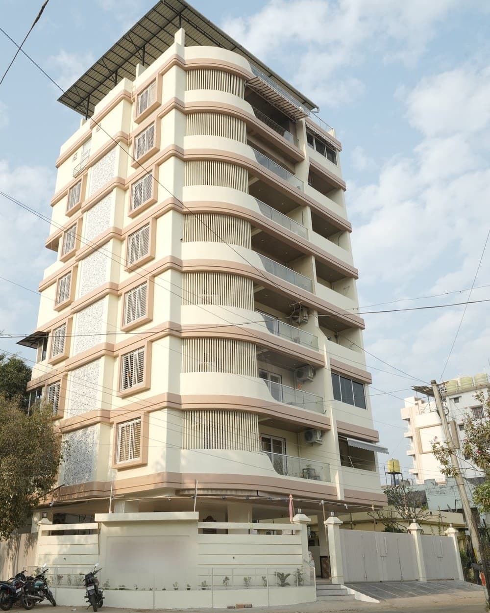 An eight-storey tower — the photograph the client sent