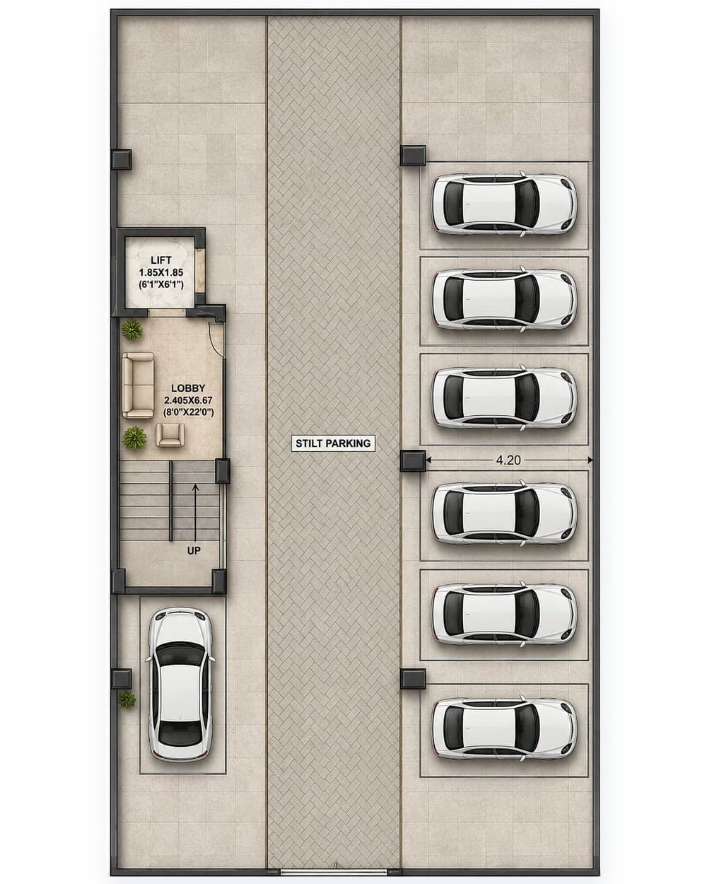 The parking plan redrawn with bays a buyer can count
