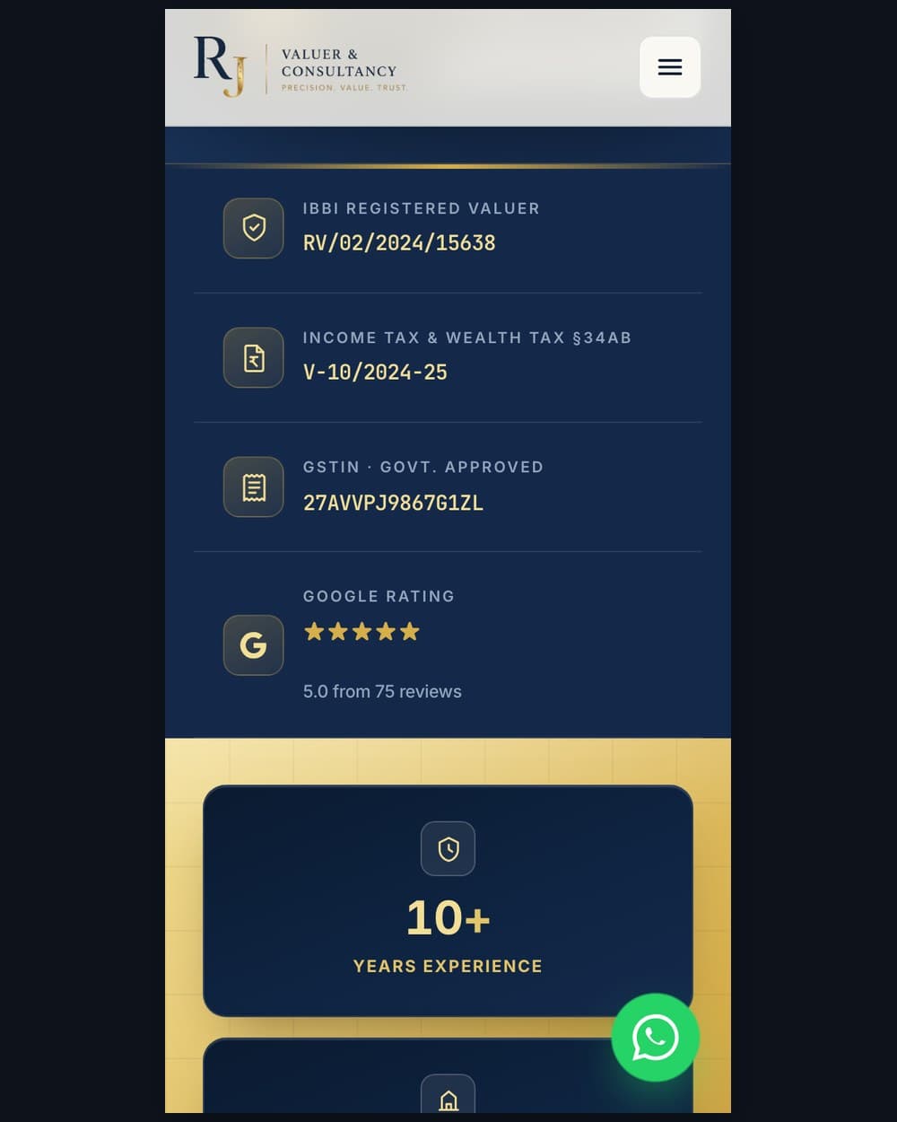 RJ Valuer, the credentials — the site we built, live today