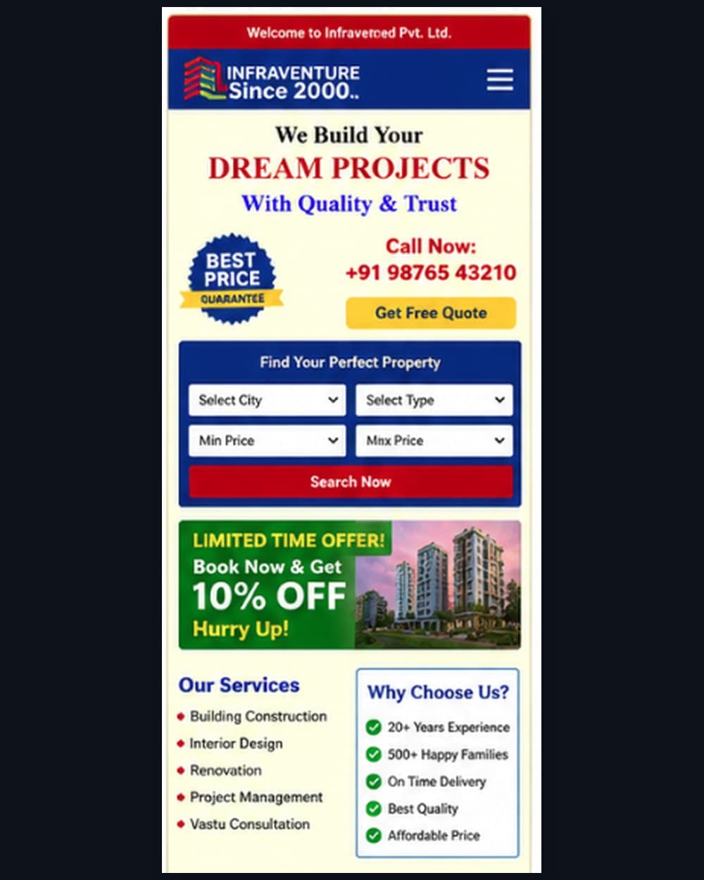 RL Infraventure, the home page — the site as it was