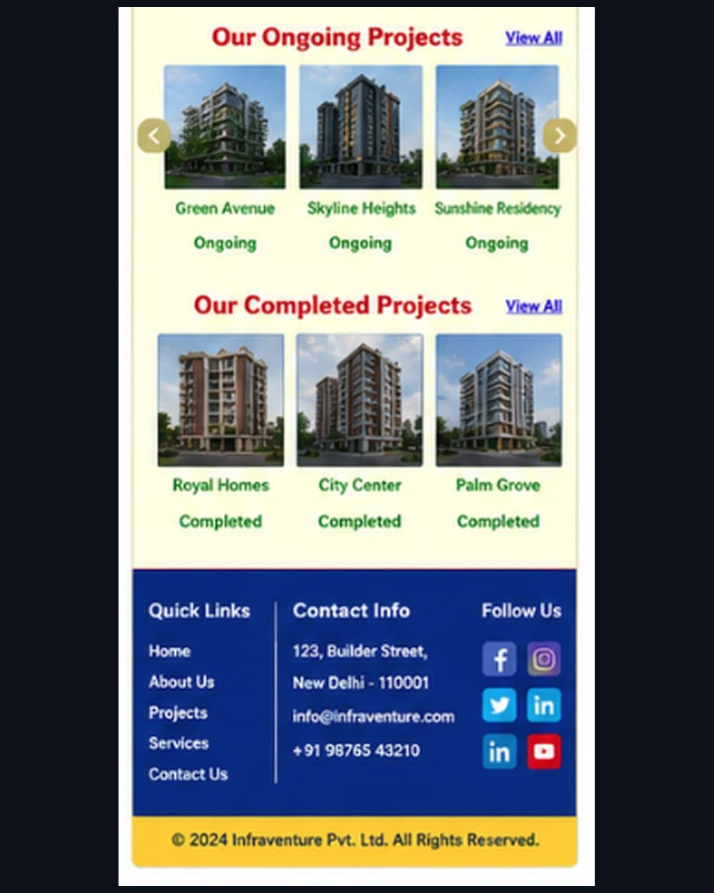 RL Infraventure, the project list — the site as it was