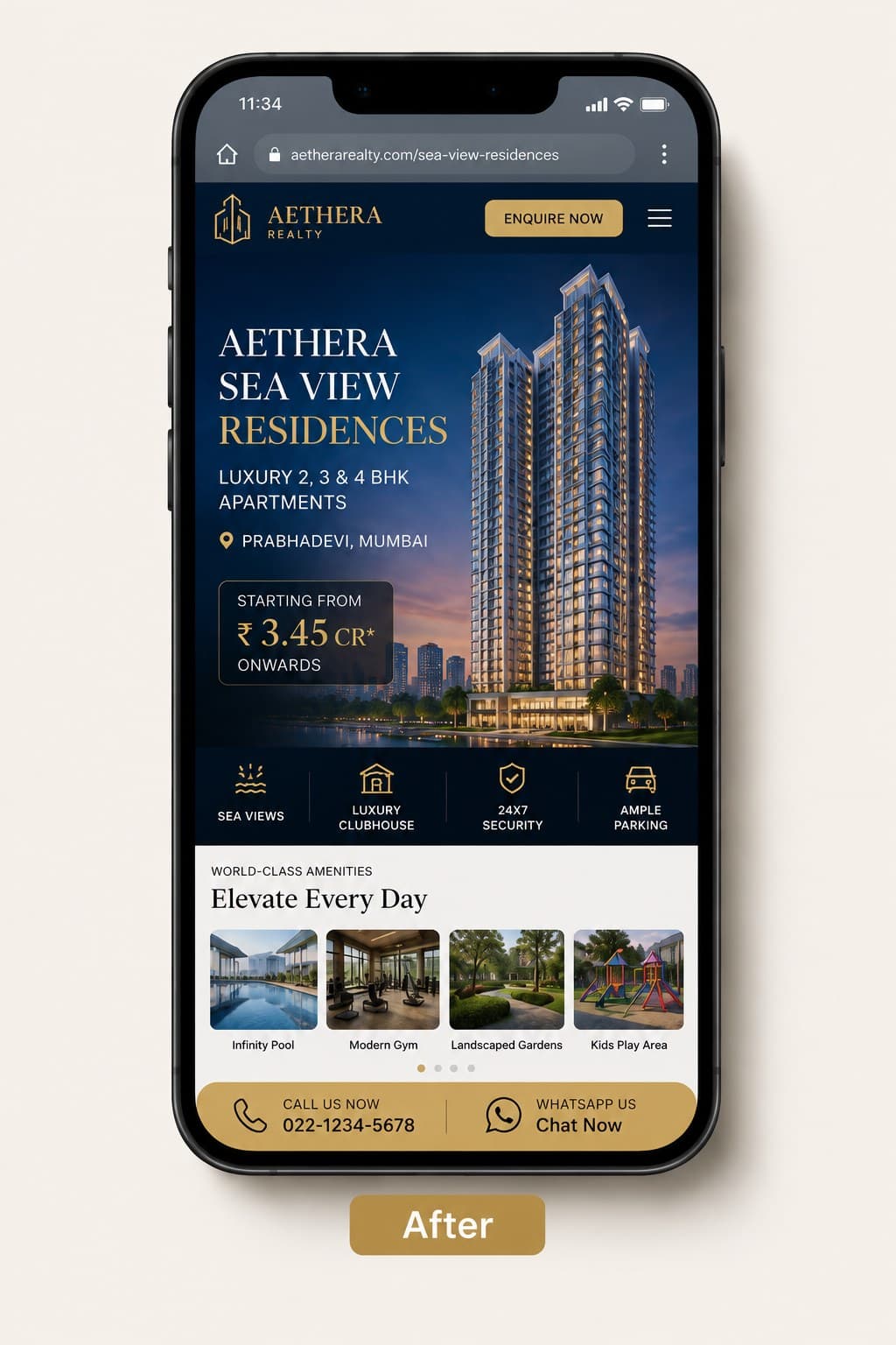 A Mumbai sea-view launch page, the site we built