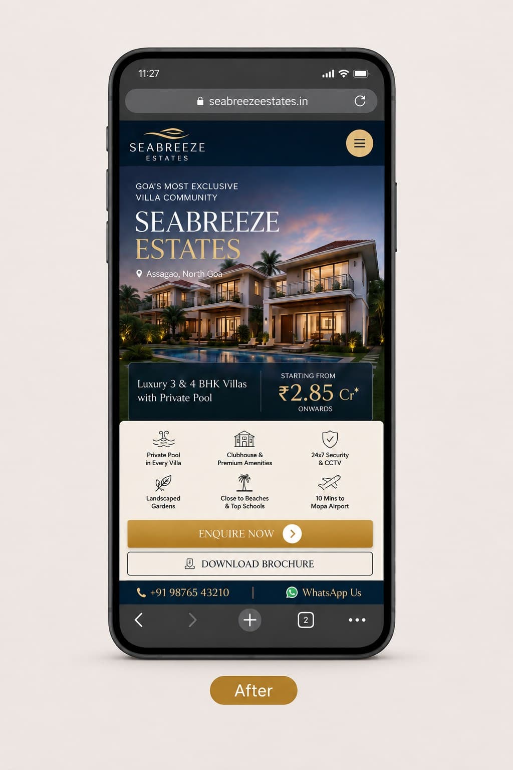 A Goa villa community page, the site we built