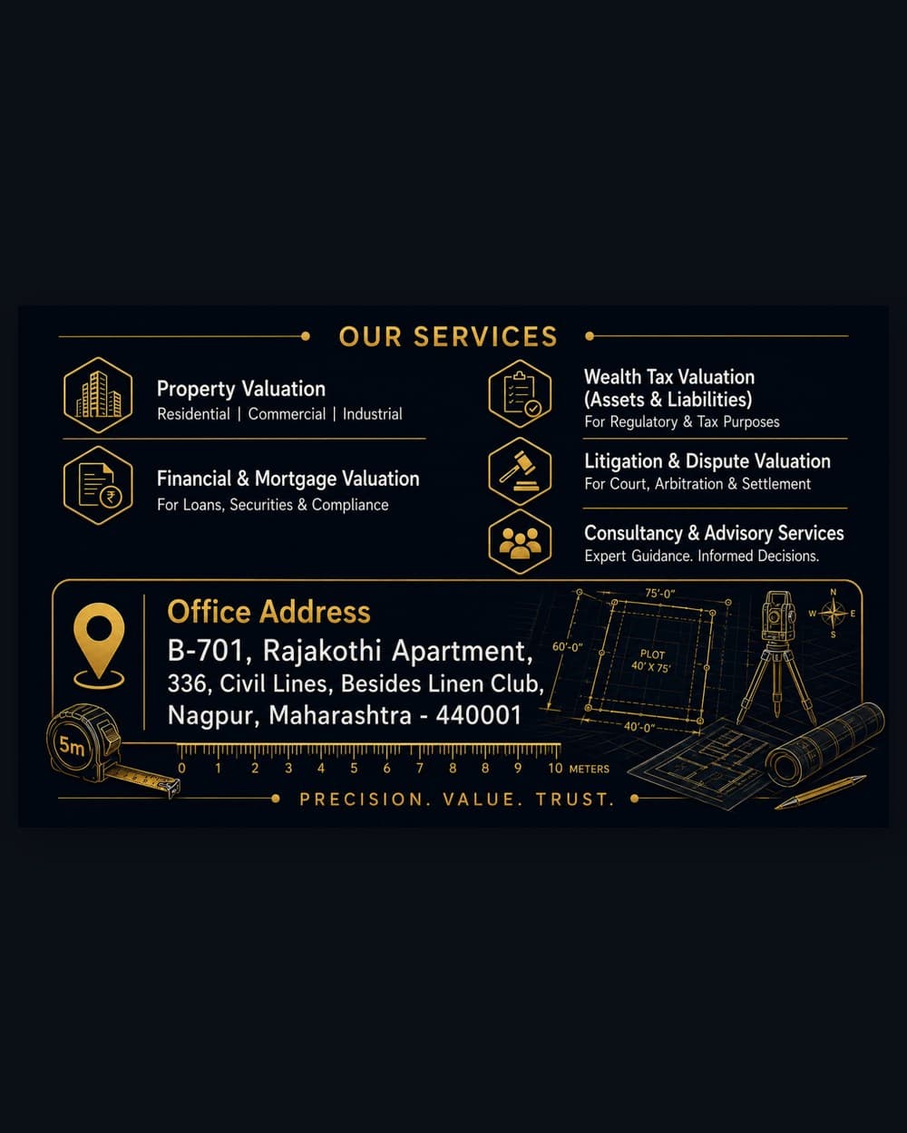 Services and address on the reverse