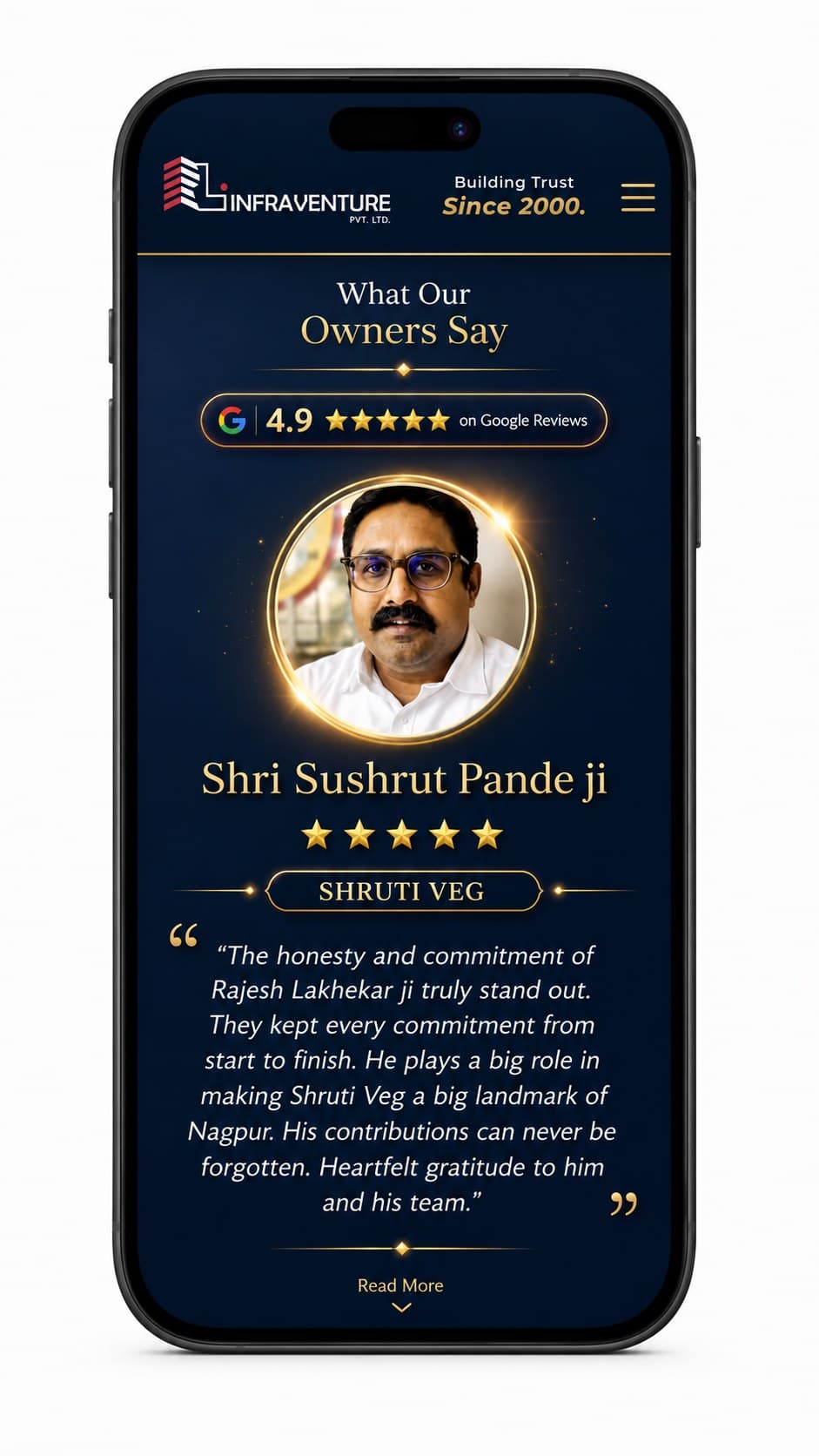 An owner's testimonial on the developer's own site