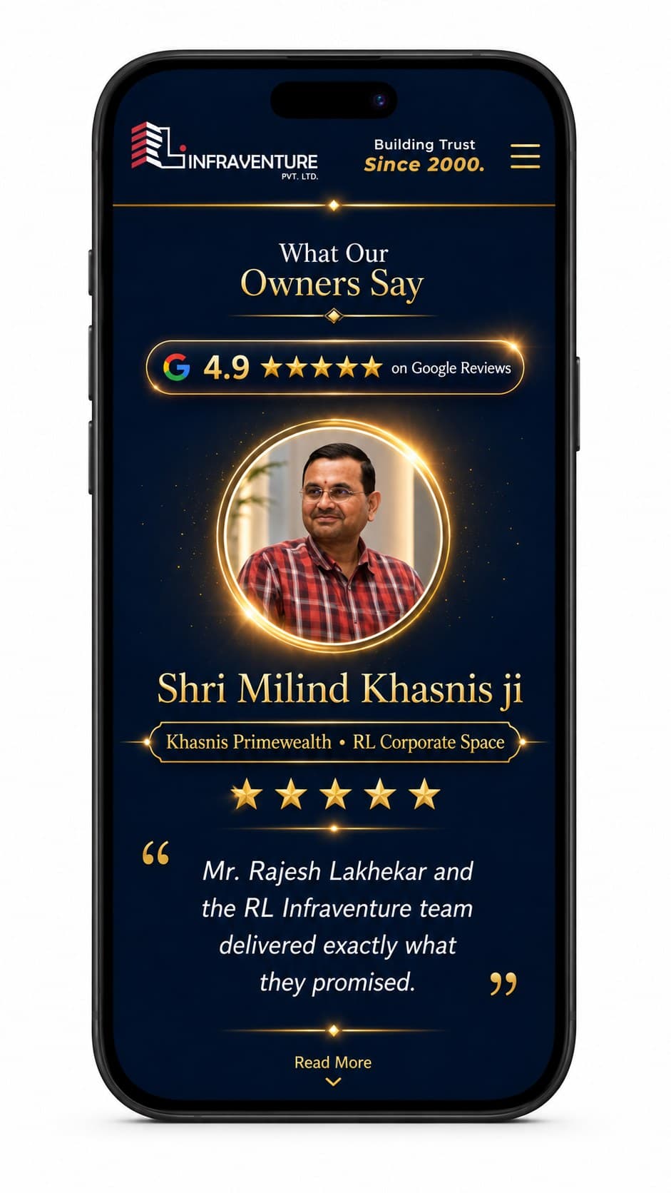 A third owner's testimonial, named and photographed